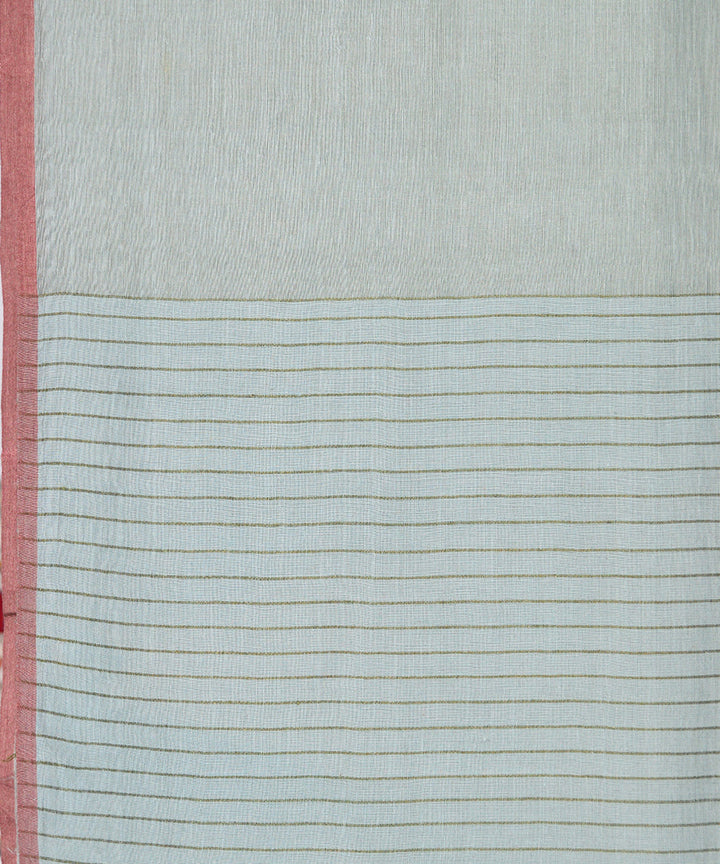Brown light grey cotton handloom jamdani saree
