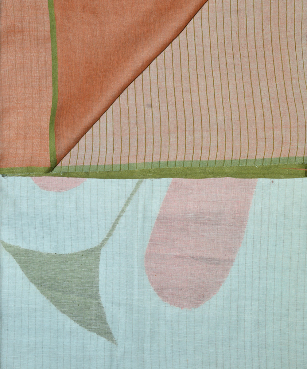 Brown light grey cotton handloom jamdani saree