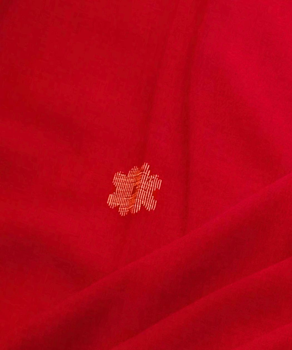 Red yellow buti handwoven cotton jamdani fabric