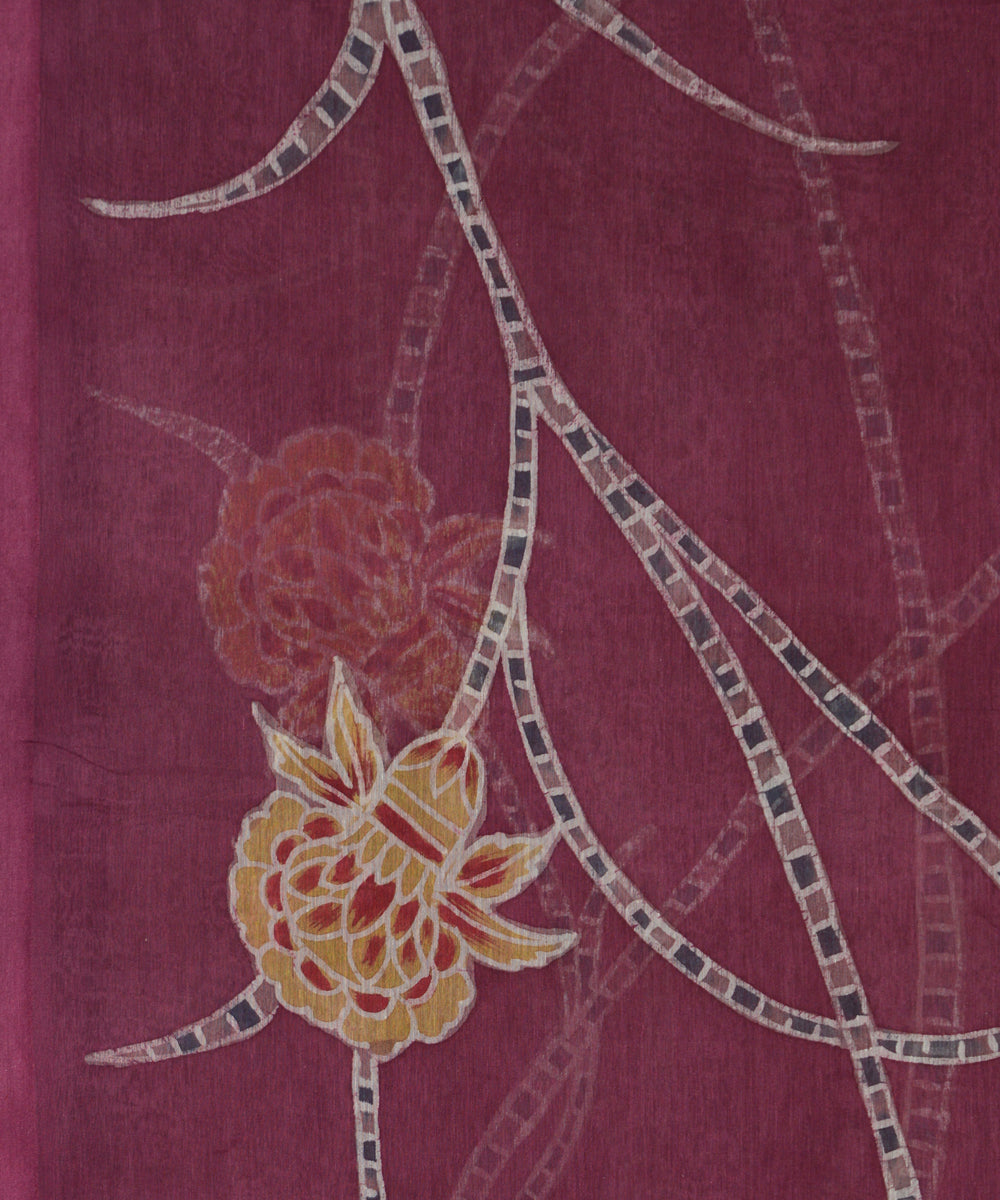 Maroon cotton handloom saree
