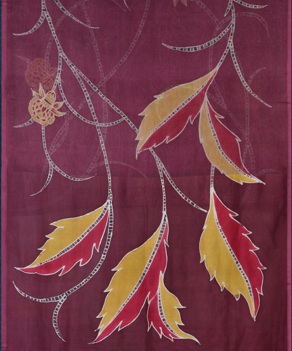 Maroon cotton handloom saree