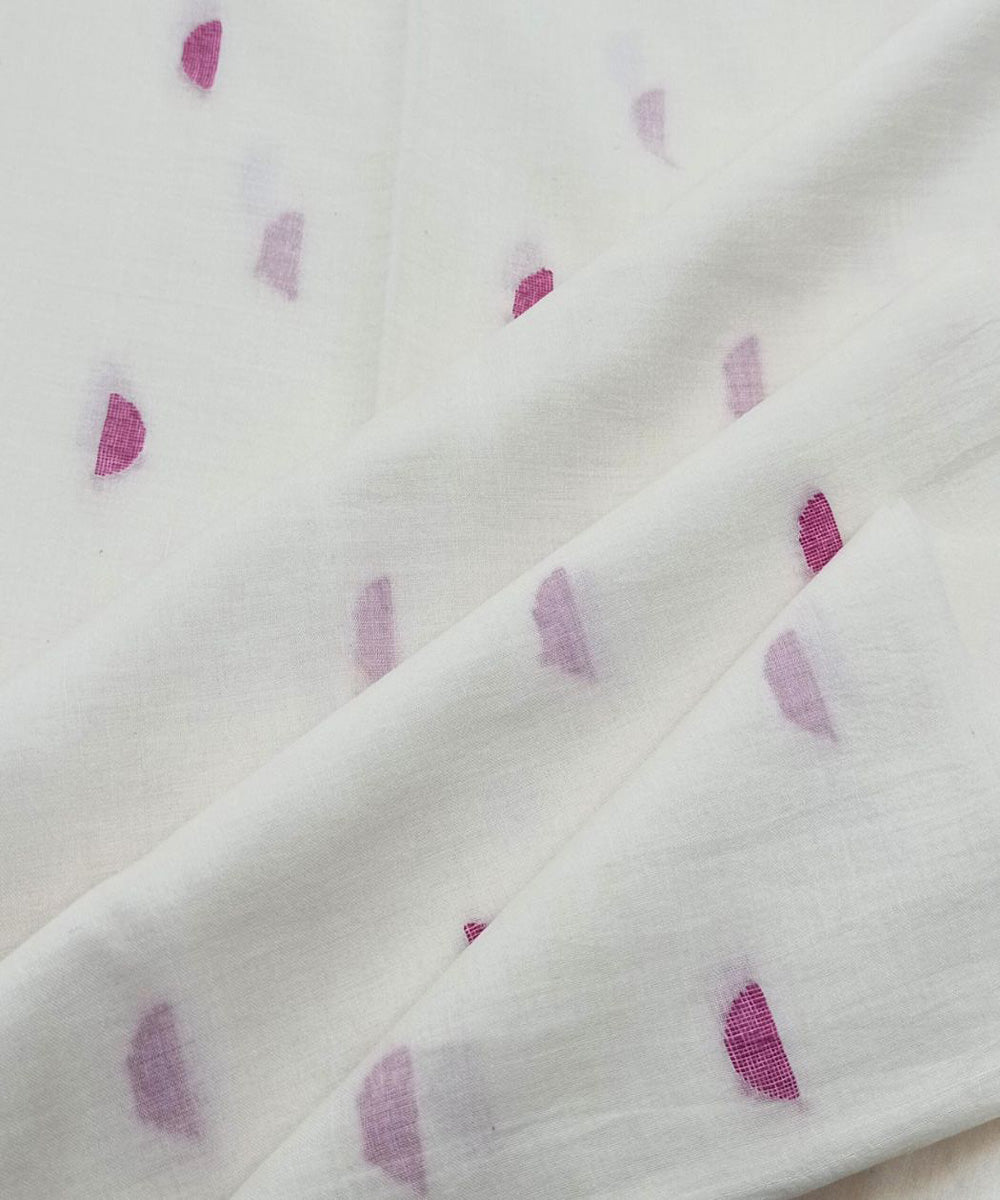 White red buti handwoven cotton jamdani fabric