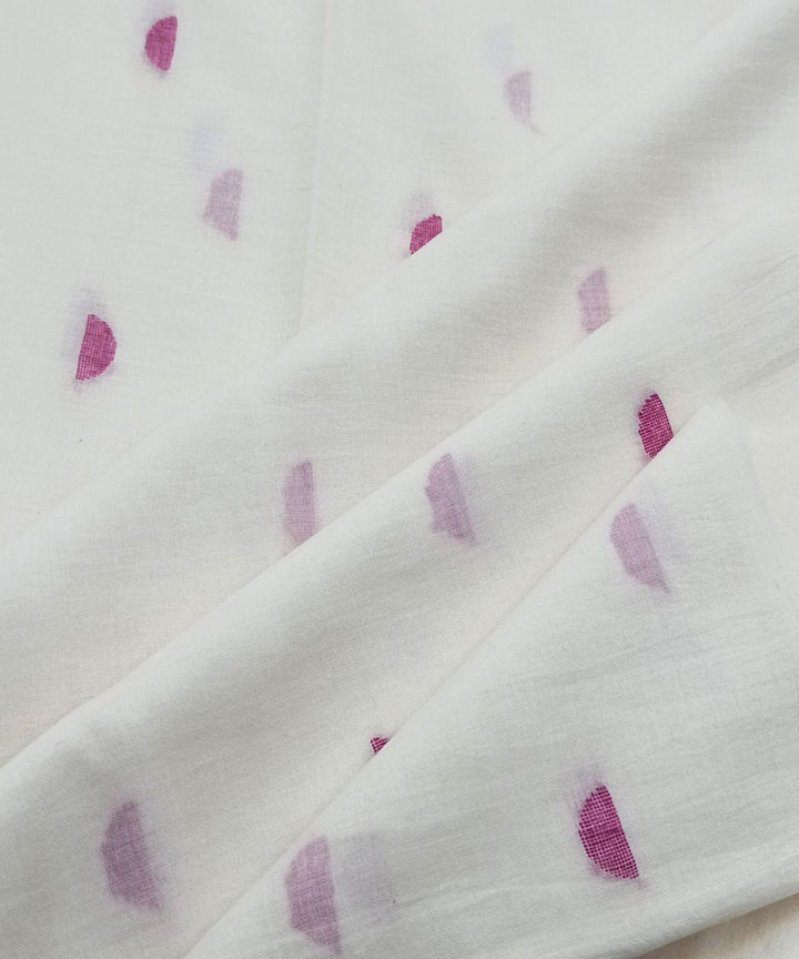 White red buti handwoven cotton jamdani fabric