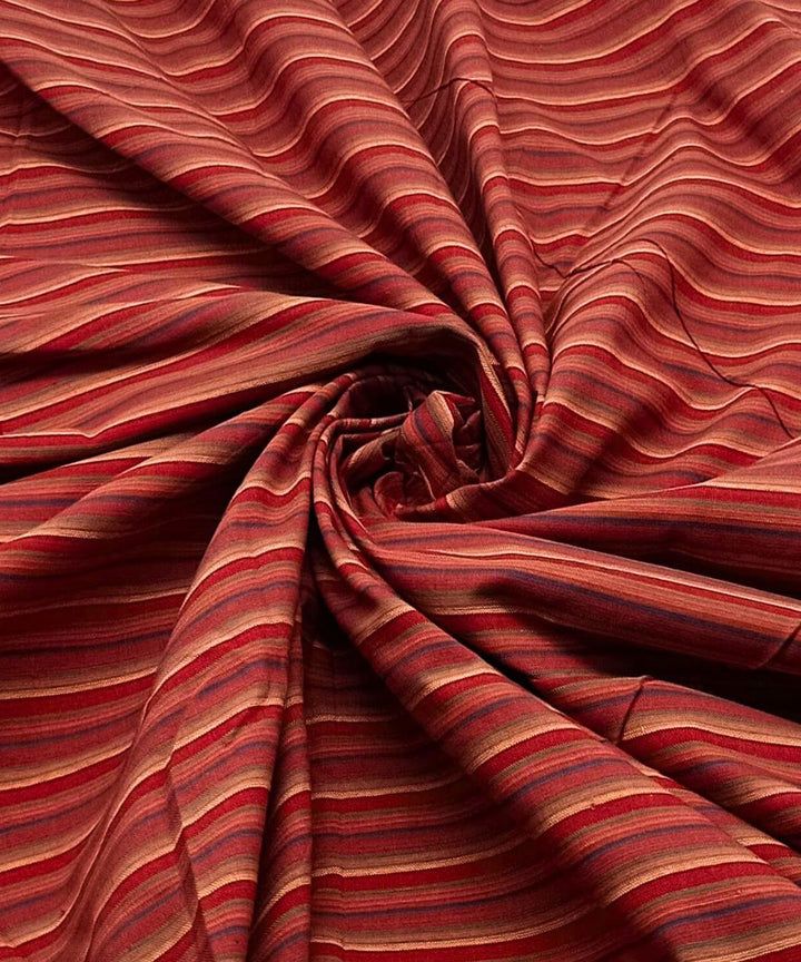 Red multicolour stripe handwoven cotton fabric