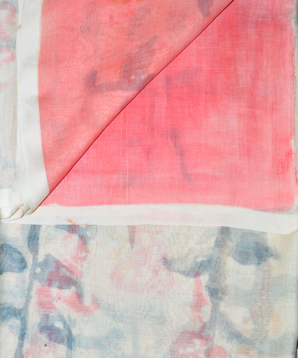 White orange cotton handloom saree