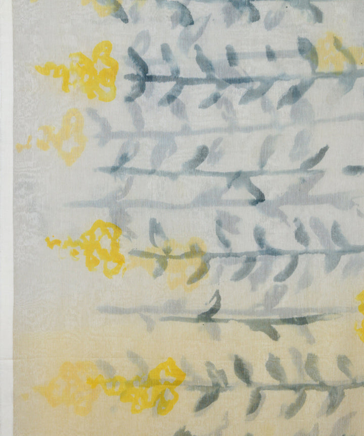 White yellow cotton handloom saree