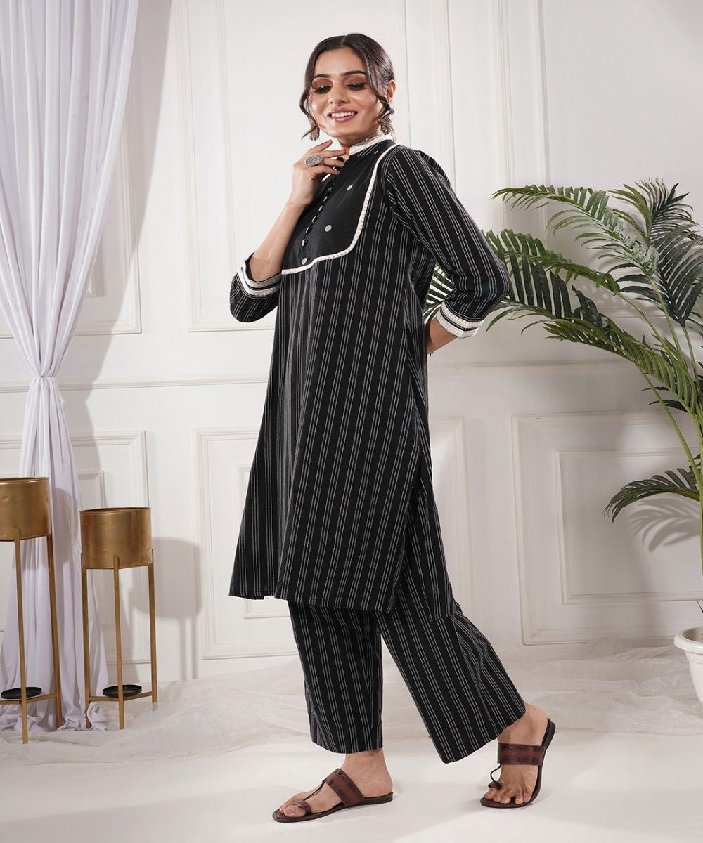 Cyana black cotton kurta