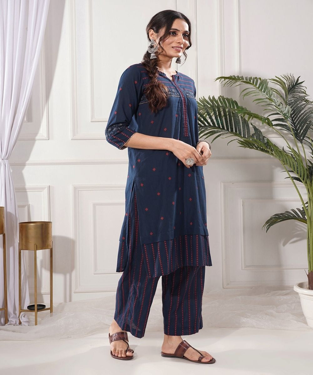 Neelam blue cotton kurta set