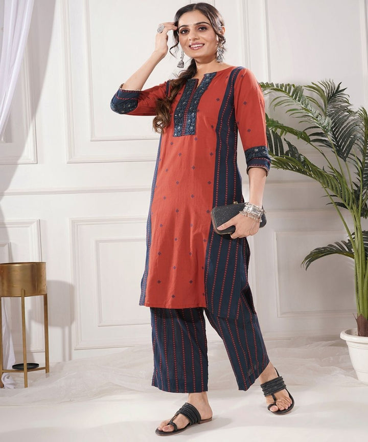 Praya red cotton kurta