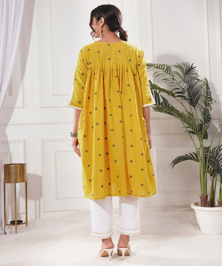 Praya yellow a line cotton kurta set