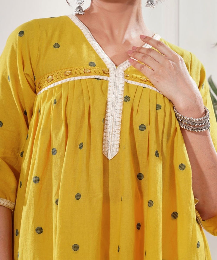 Sohini yellow a line cotton kurta