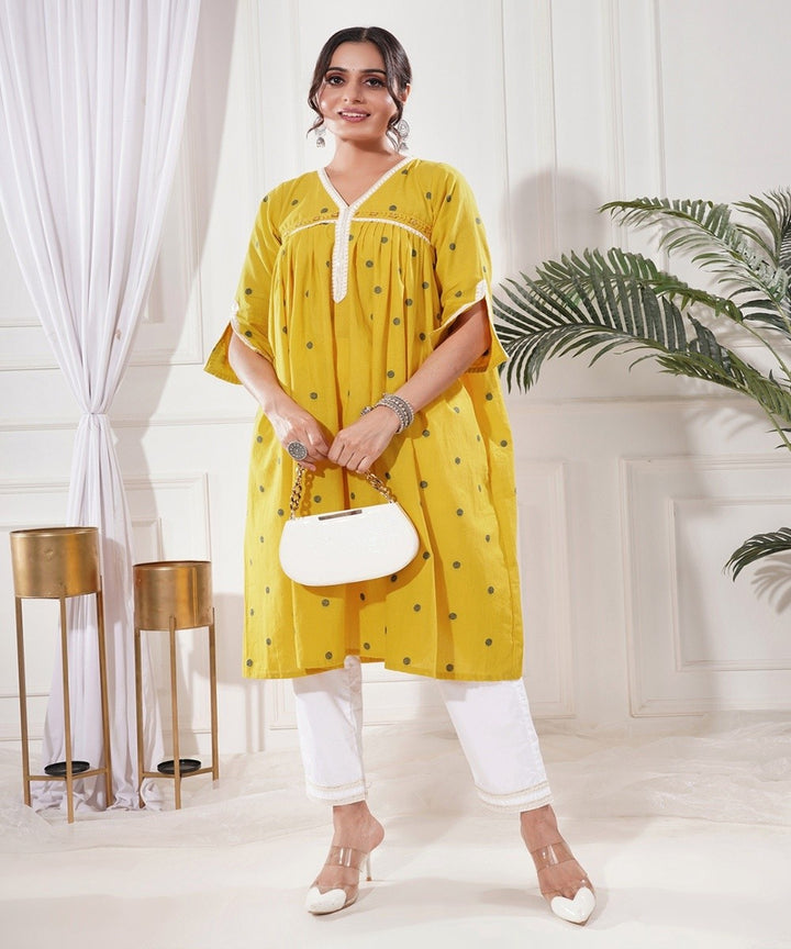 Sohini yellow a line cotton kurta