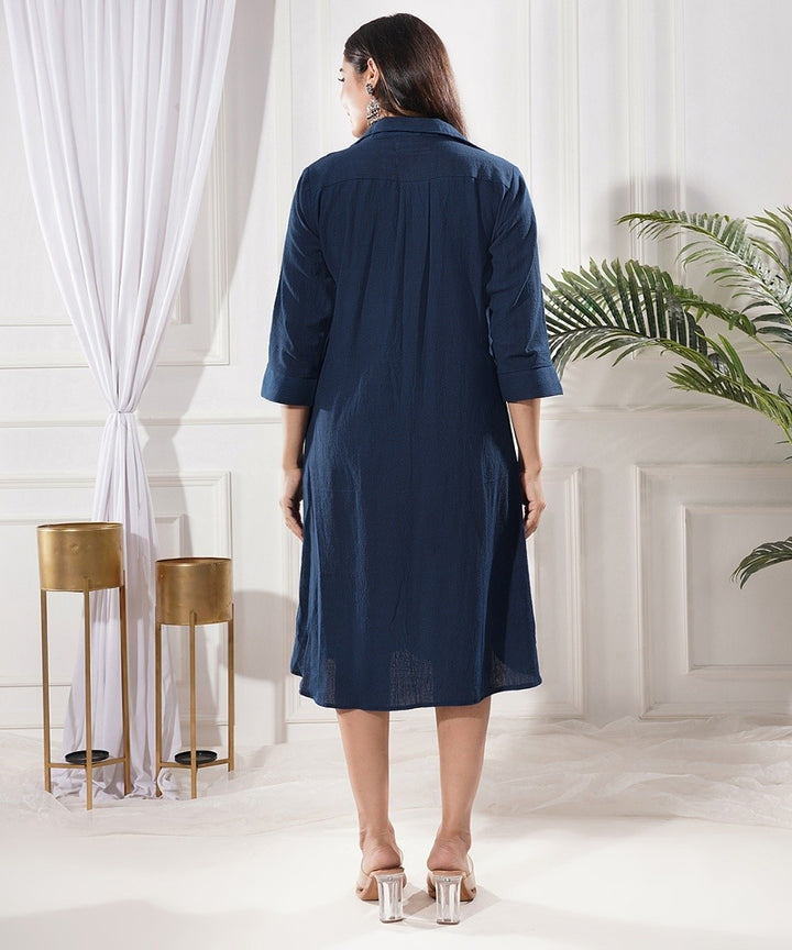 Azure whispers handwoven kala cotton shirt dress