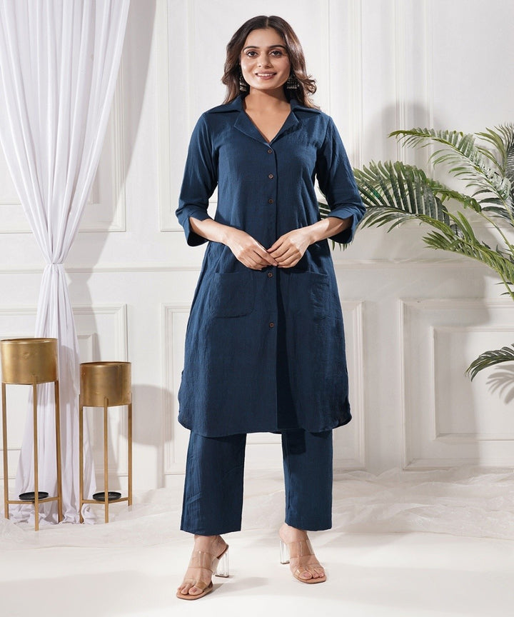 Blue horizon handwoven kala cotton co-ord set