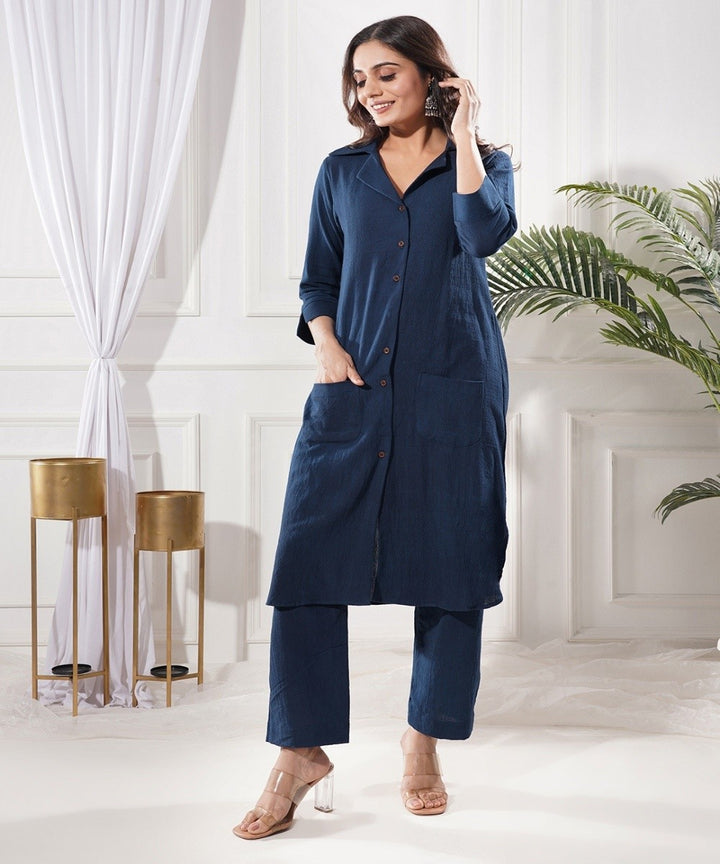 Blue horizon handwoven kala cotton co-ord set