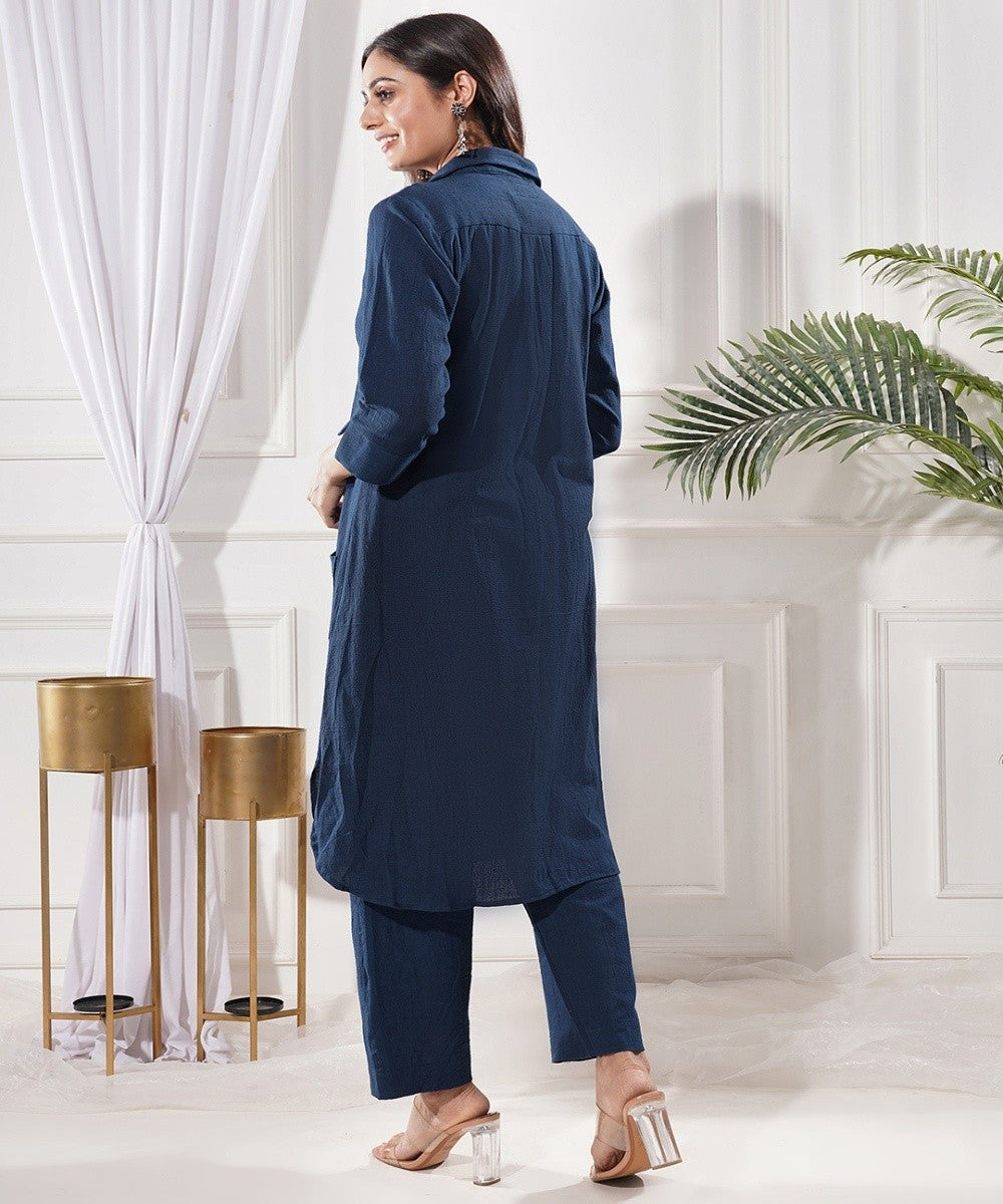Blue horizon handwoven kala cotton co-ord set