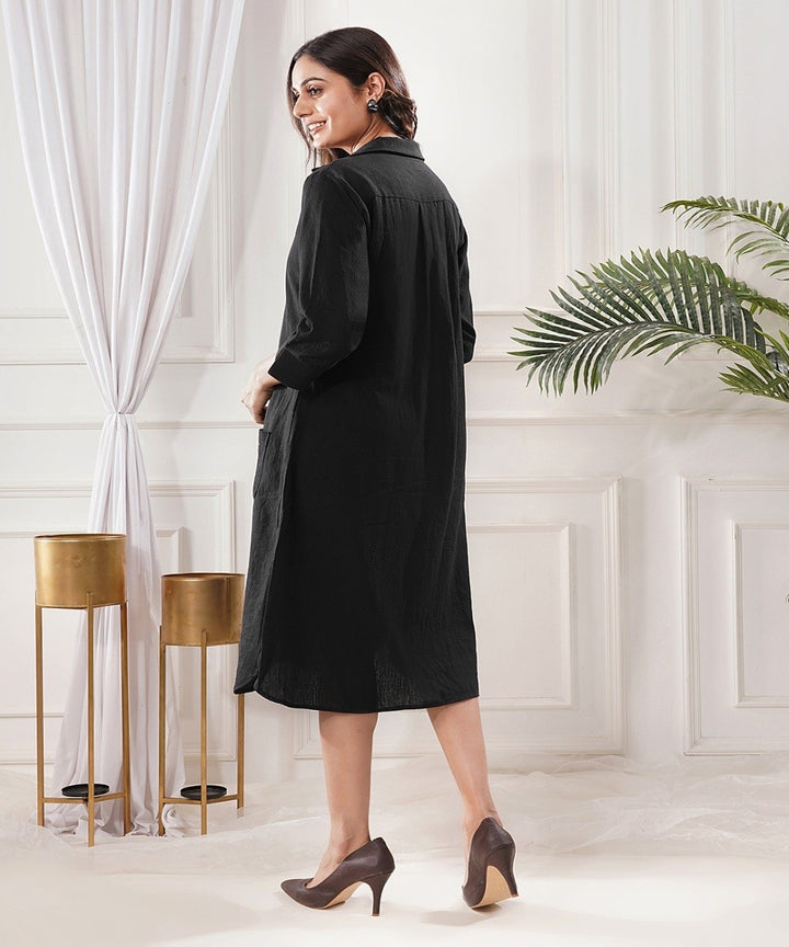 Midnight whispers handwoven kala cotton shirt dress