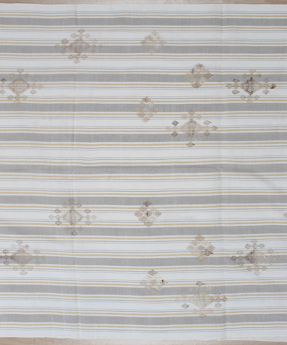 White striped extra weft cotton bhuj fabric