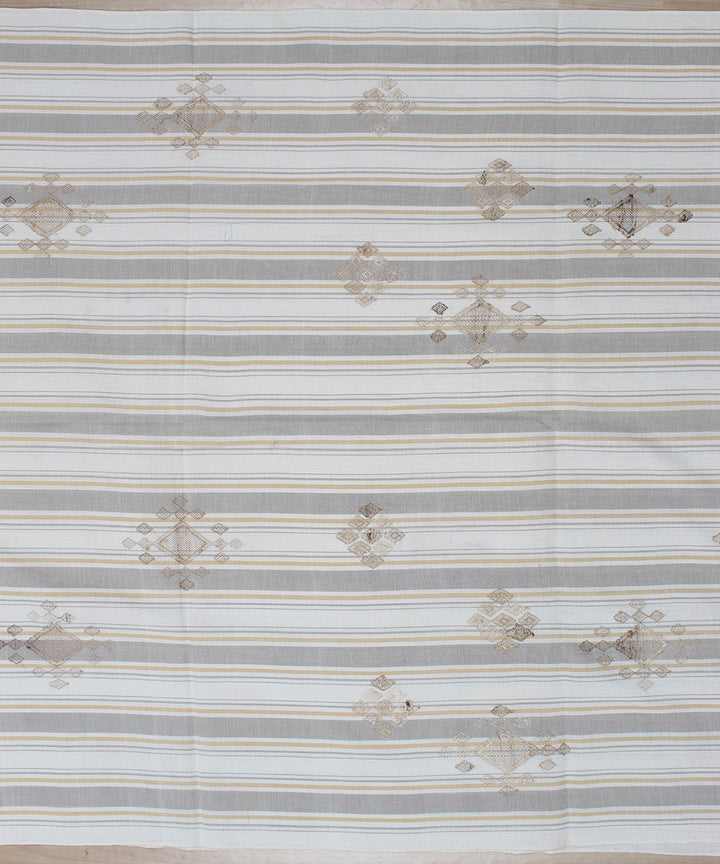 White striped extra weft cotton bhuj fabric