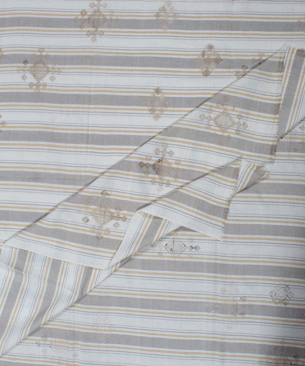White striped extra weft cotton bhuj fabric