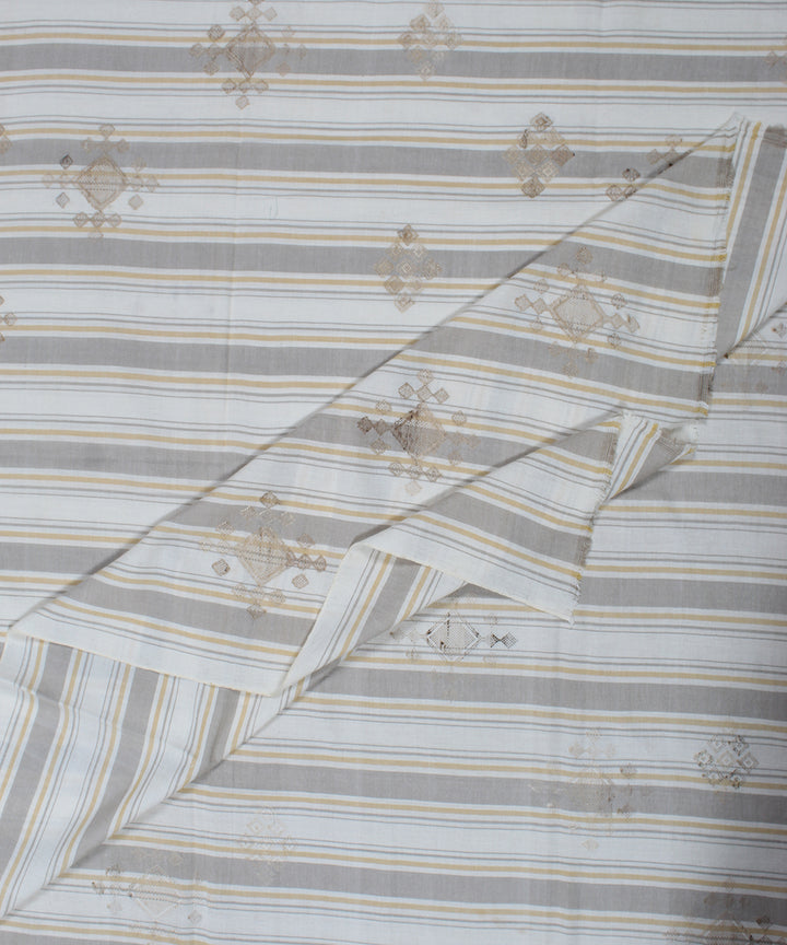 White striped extra weft cotton bhuj fabric