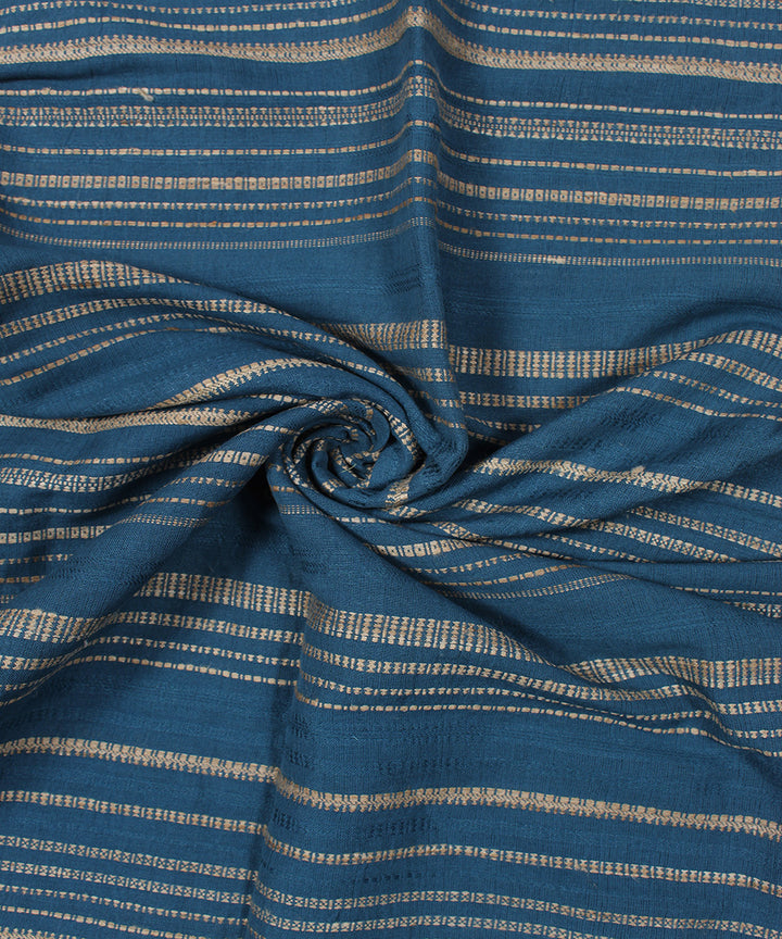 Navy blue extra weft linen bhuj fabric