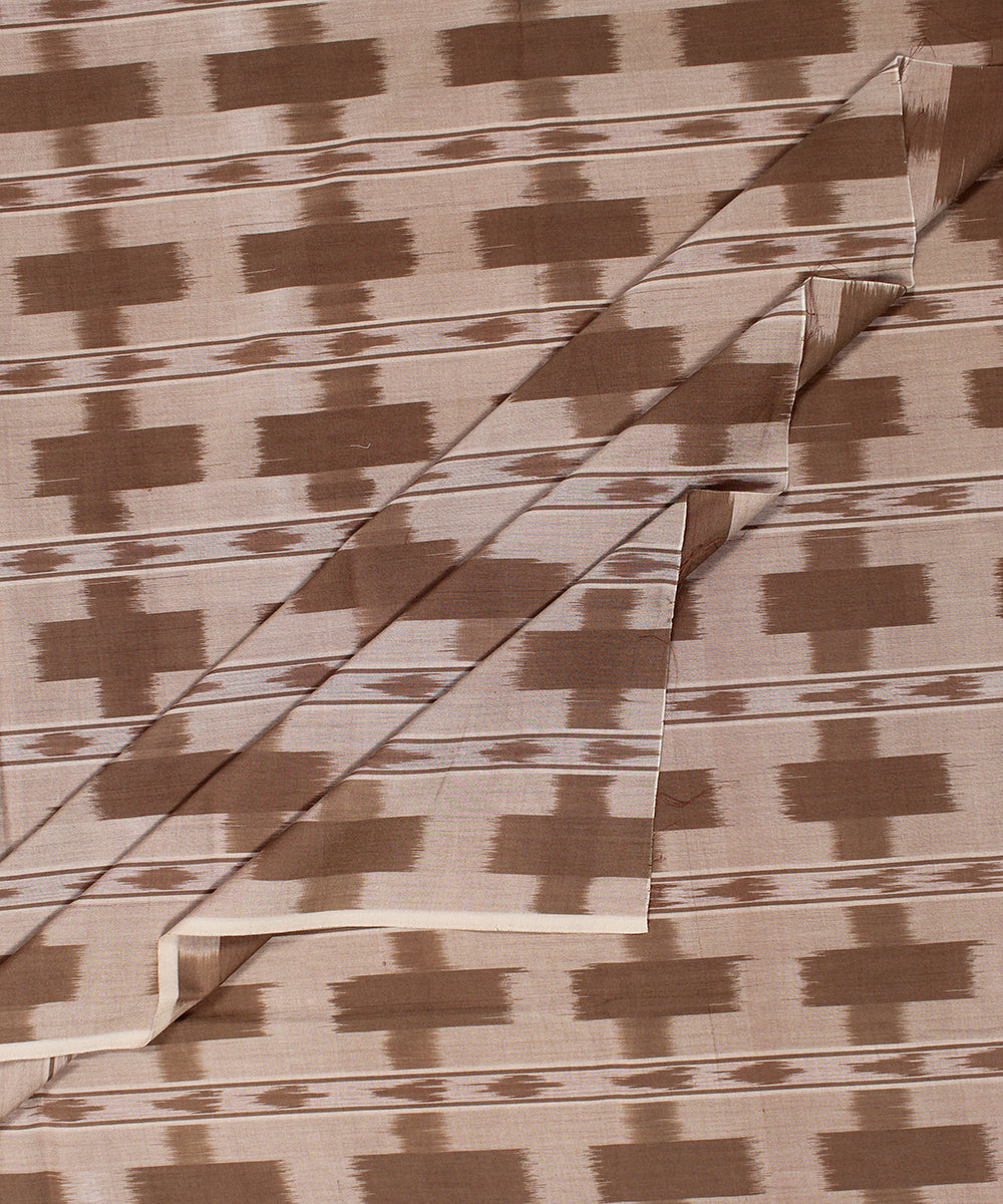 Brown warp ikat cotton pochampally ikat fabric