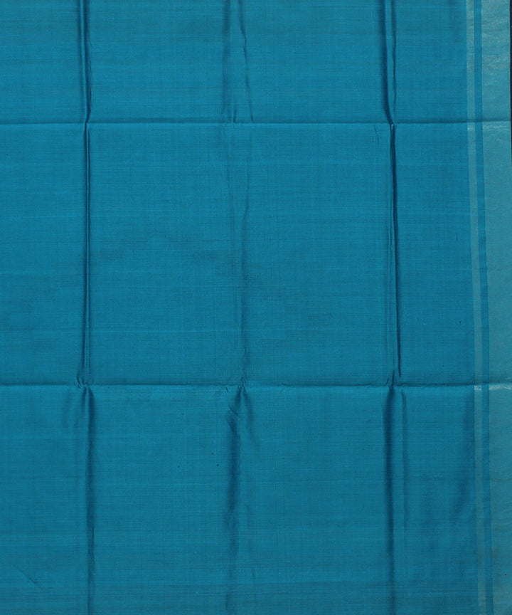 Olive green cyan blue raw silk handwoven bhagalpur saree