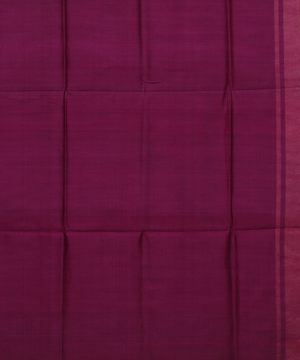 Brown purple handwoven raw silk bhagalpur saree