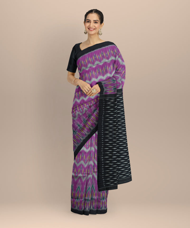 Multicolor black silk handloom sambalpuri saree