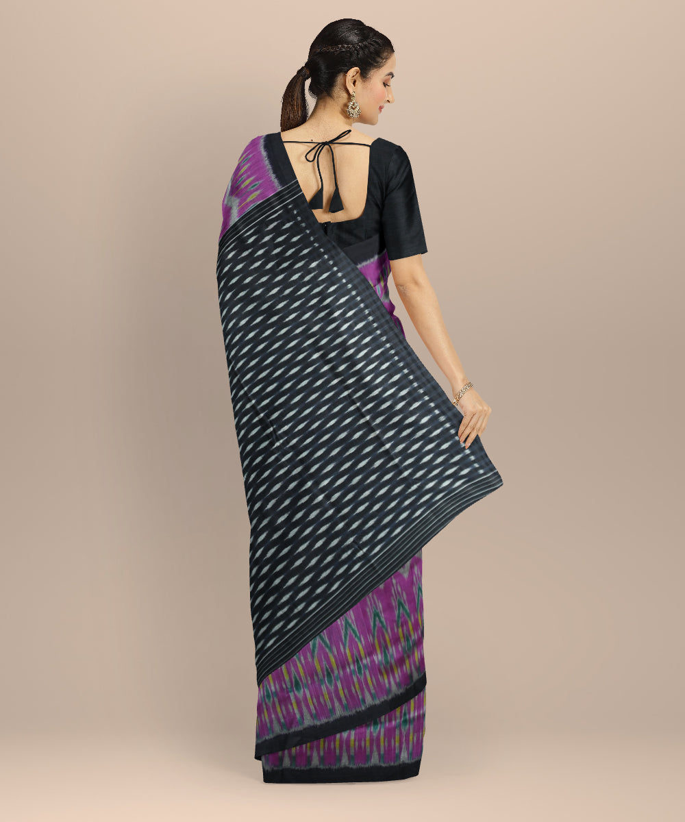 Multicolor black silk handloom sambalpuri saree