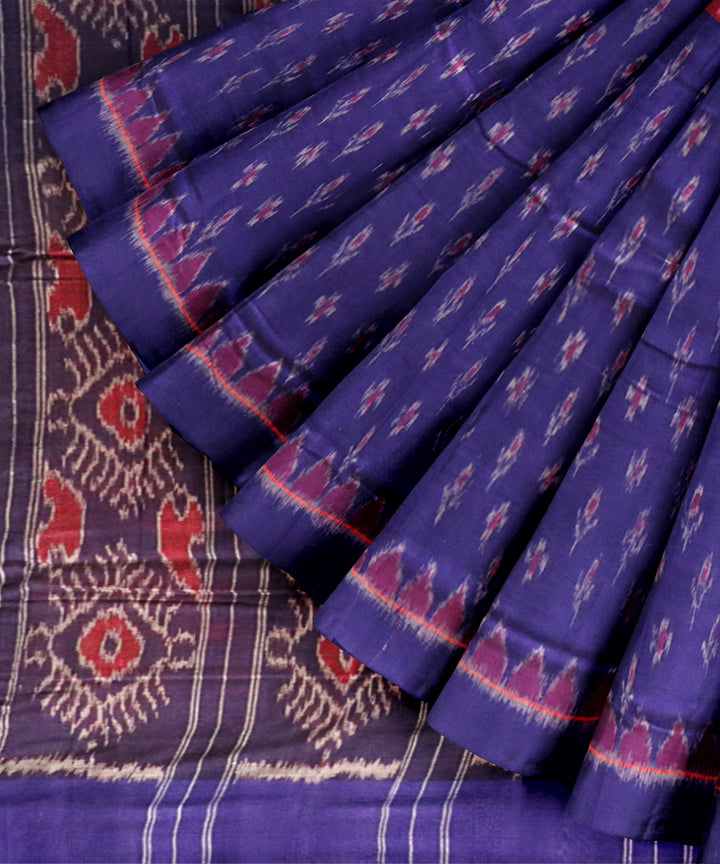 Multicolor dark blue cotton handloom nuapatna saree