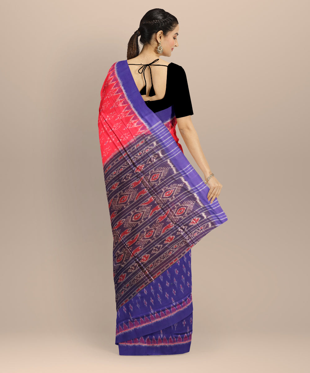 Multicolor dark blue cotton handloom nuapatna saree