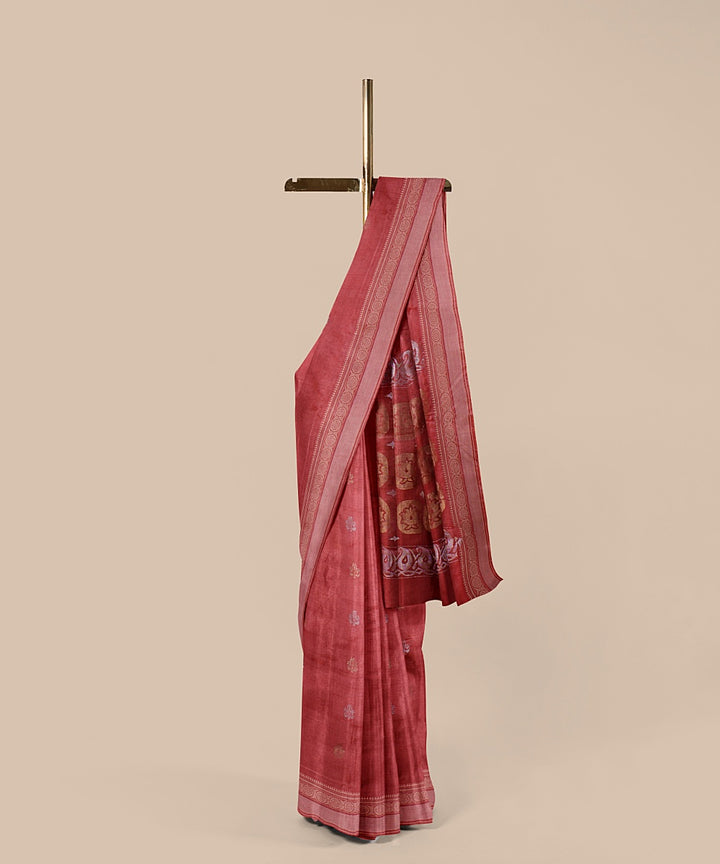 Peach beige tussar silk handwoven chattisgarh saree
