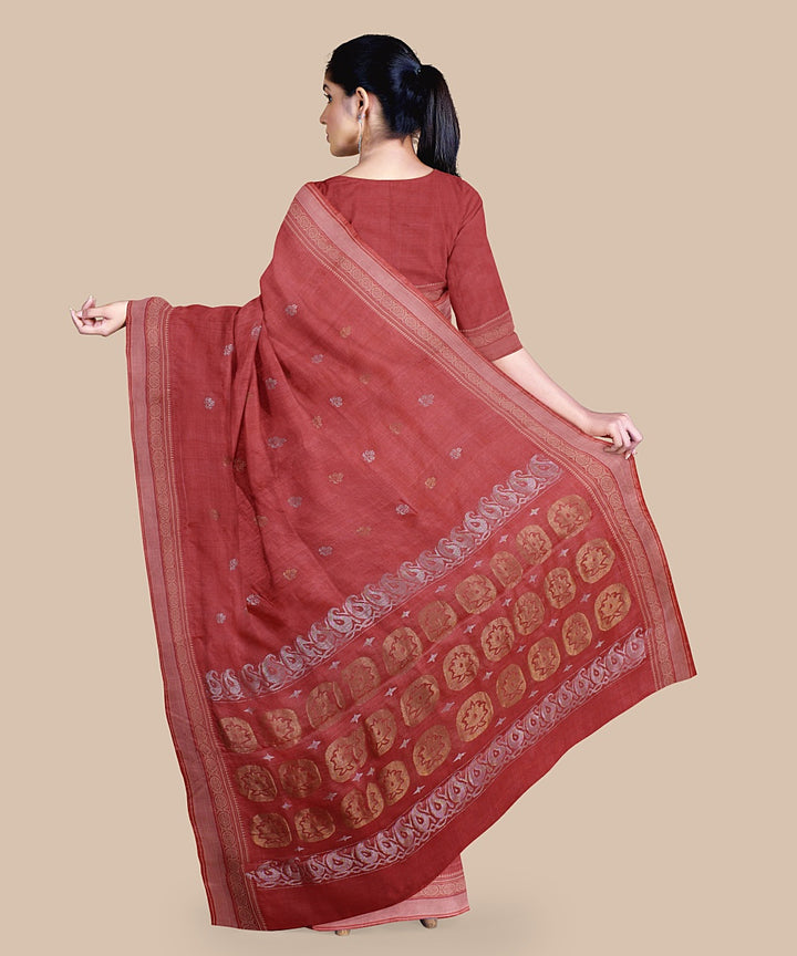 Peach beige tussar silk handwoven chattisgarh saree