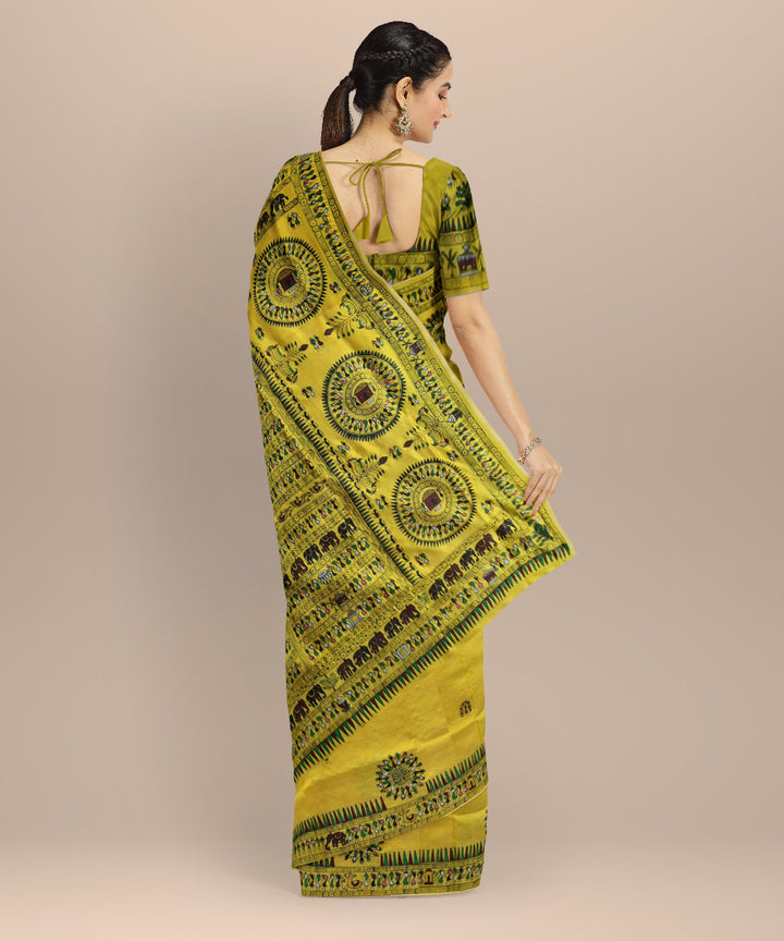 Yellow multi colour silk handloom sambalpuri saree