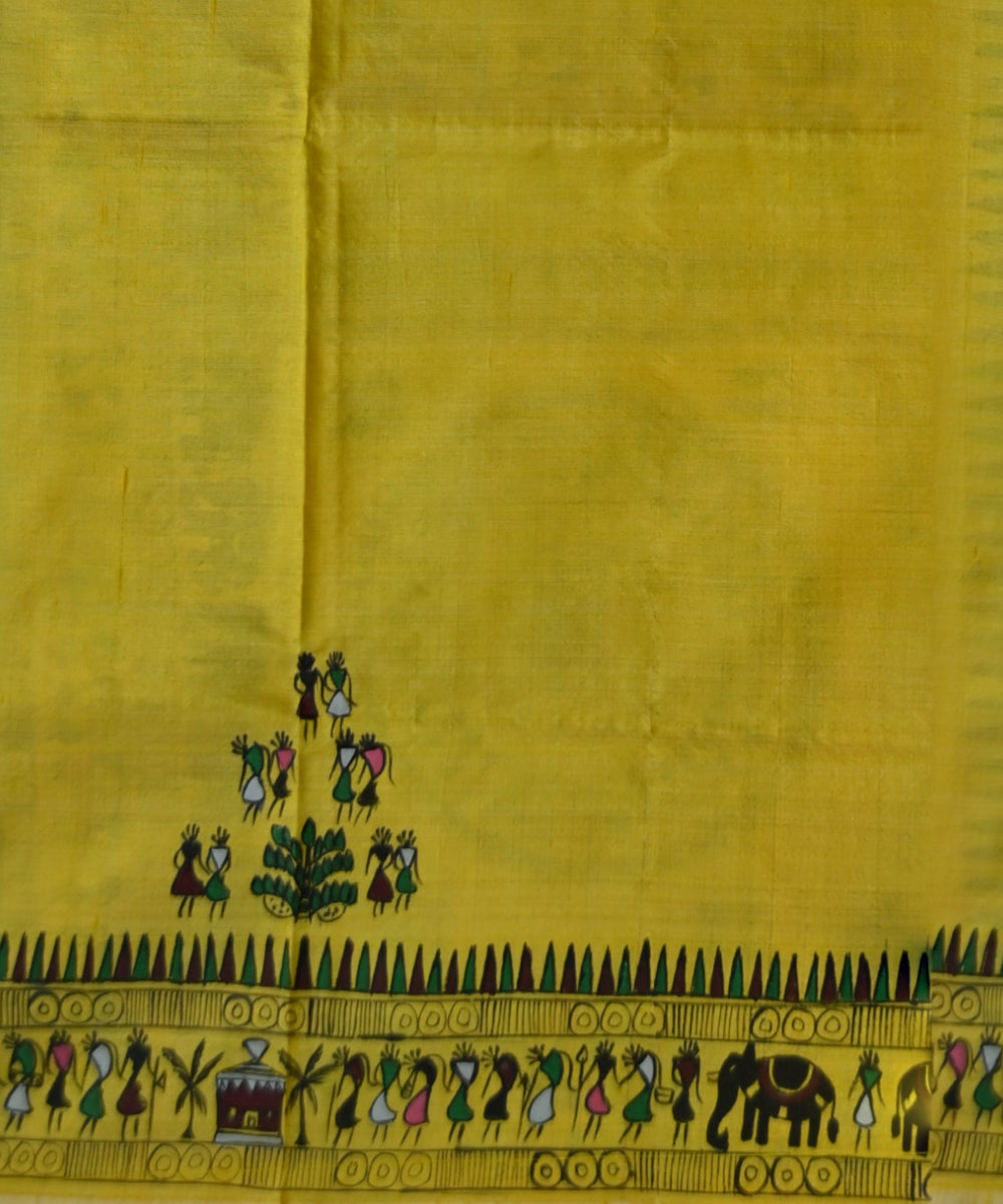 Yellow multi colour silk handloom sambalpuri saree