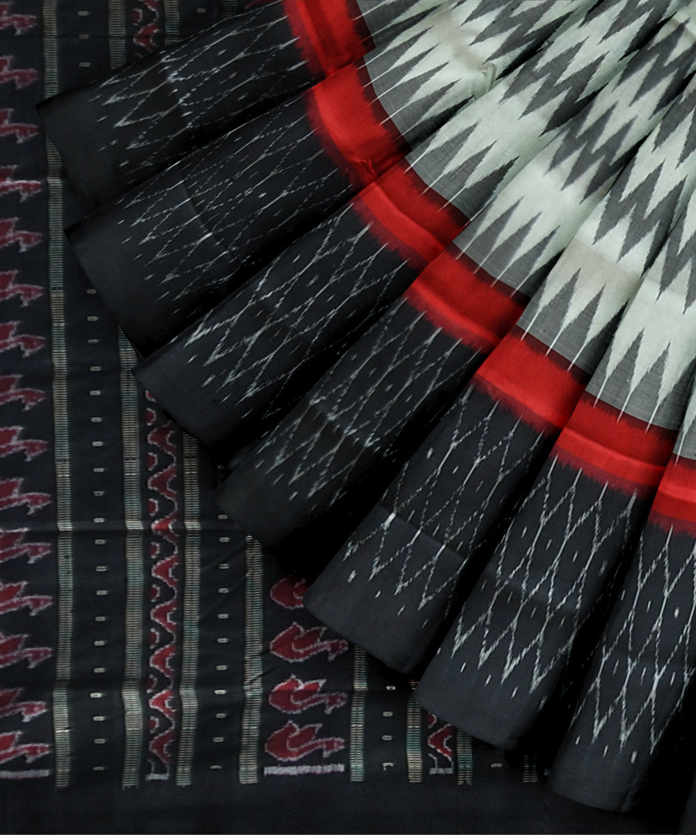 White black silk handloom sambalpuri saree