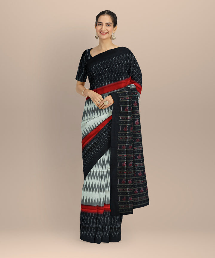 White black silk handloom sambalpuri saree