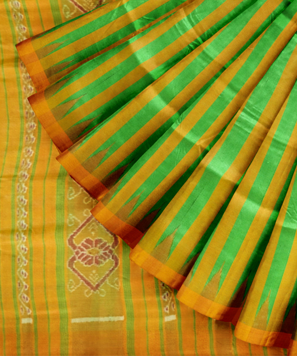 Multicolor orange Tussar Silk handloom saree
