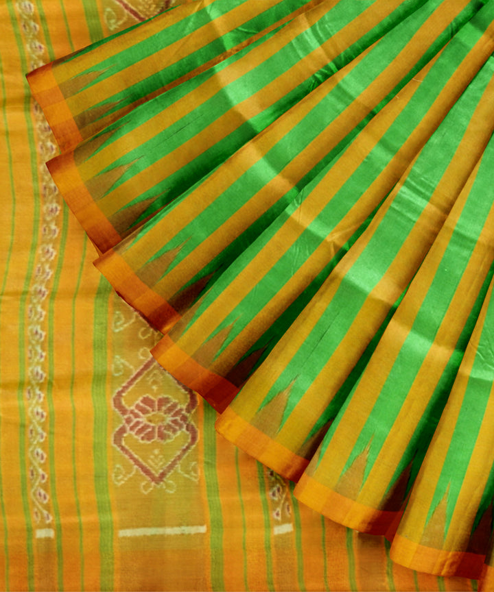 Multicolor orange Tussar Silk handloom saree