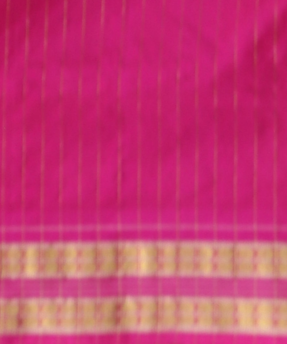 Dark Pastel Green & Bright Pink Tissue Silk Sambalpuri Handloom Saree