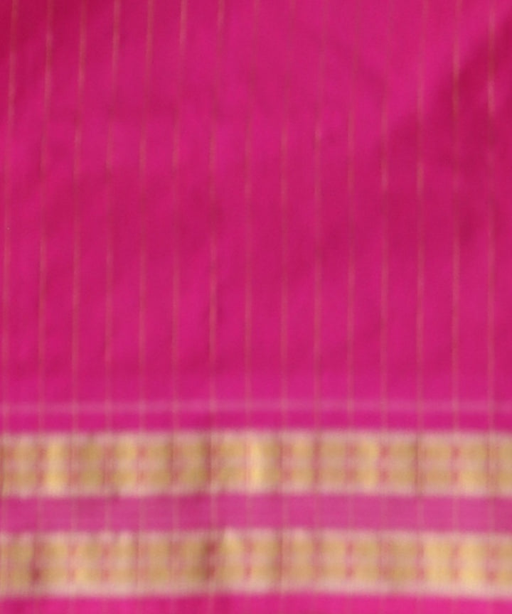 Dark Pastel Green & Bright Pink Tissue Silk Sambalpuri Handloom Saree