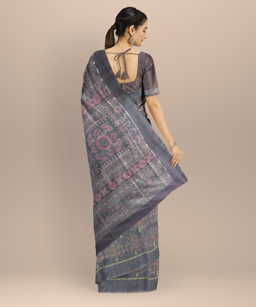 Grey copper rose silk handloom sambalpuri saree