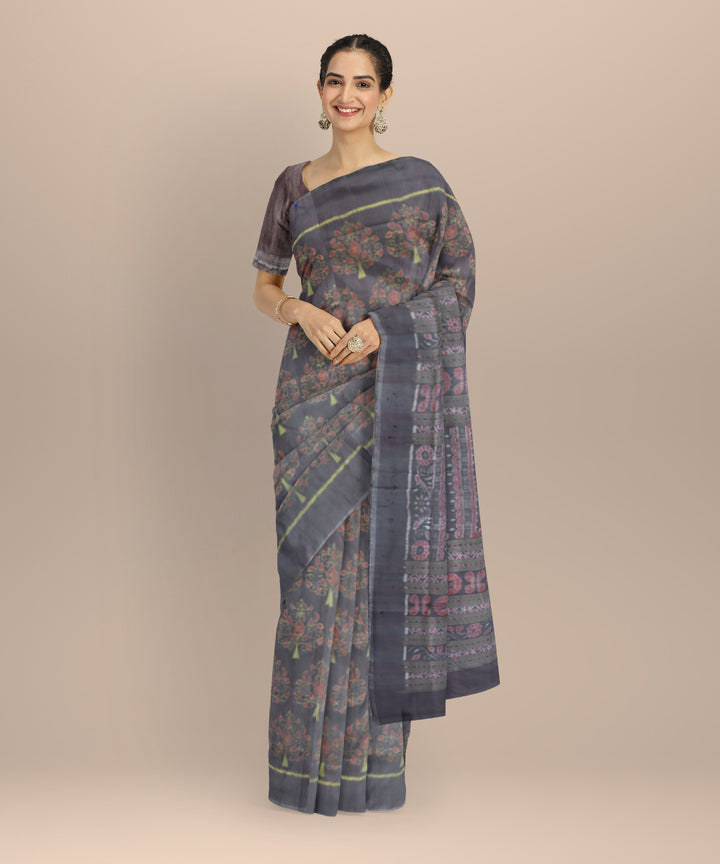 Grey copper rose silk handloom sambalpuri saree