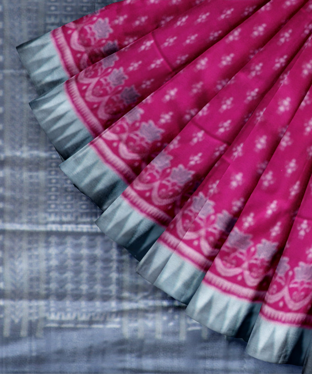 Pink gray silk handloom sambalpuri saree