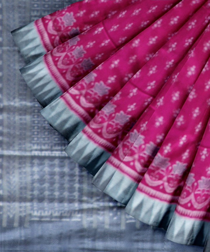Pink gray silk handloom sambalpuri saree