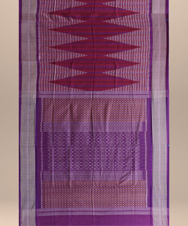 Multicolor purple cotton handloom sambalpuri saree