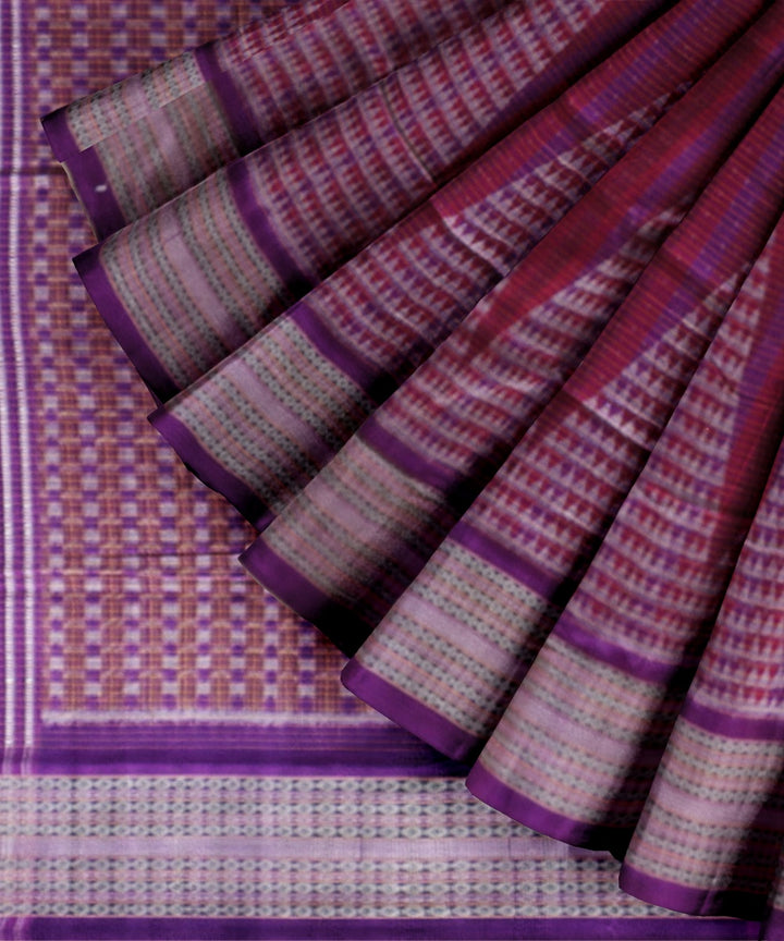 Multicolor purple cotton handloom sambalpuri saree