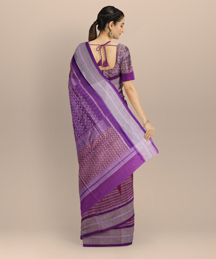 Multicolor purple cotton handloom sambalpuri saree